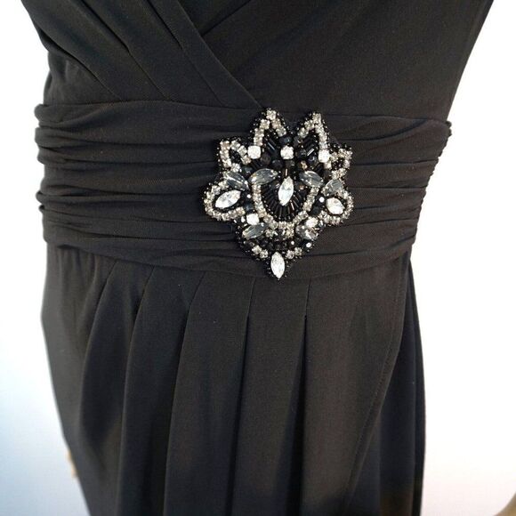 Eliza J Black Jeweled Dress Size 8 Prom Cocktail Party Faux Wrap Maxi Dress NWT - Picture 7 of 11